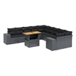 vidaXL Solid Acacia Wood Small Sofa Set in Black