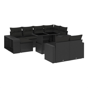 vidaXL 11 Piece Poly Rattan Sofa Set in Black