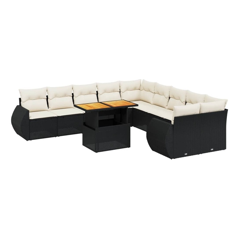vidaXL 11 Piece Large Sofa Set in Black