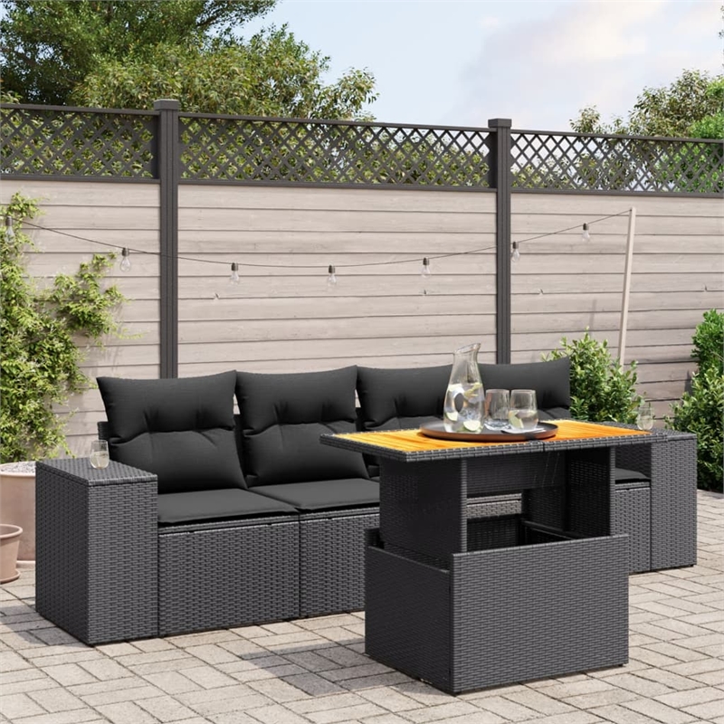 vidaXL 5 Piece Steel Sofa Set in Black