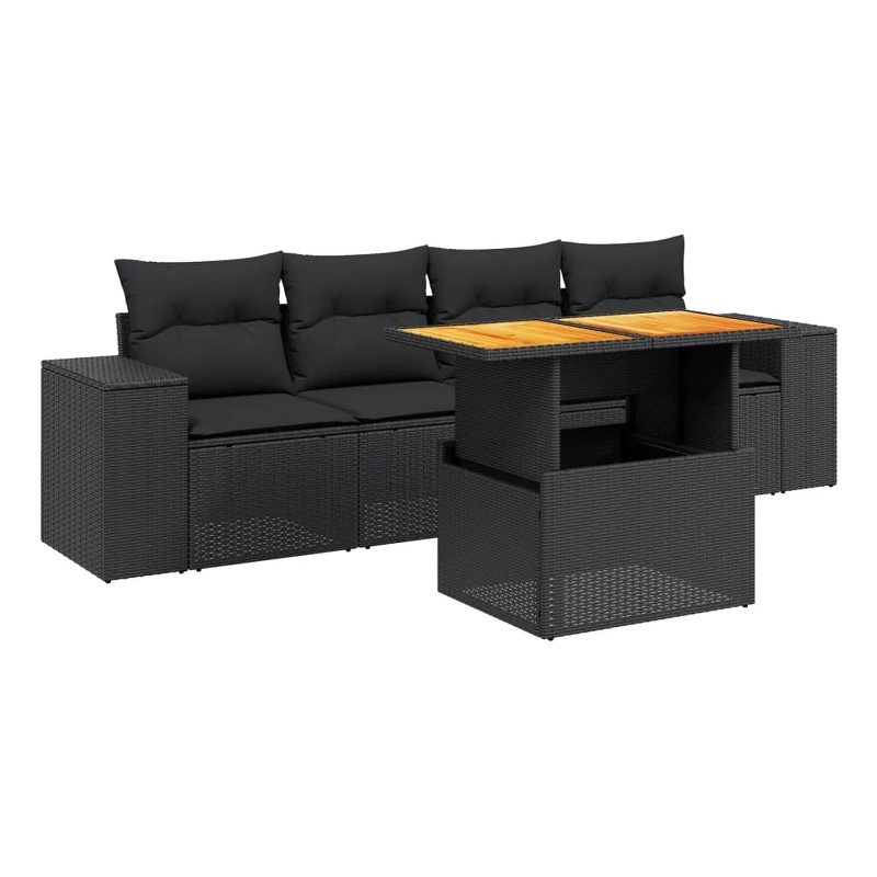 vidaXL 5 Piece Steel Sofa Set in Black