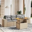 vidaXL 5 Piece Solid Acacia Wood Small Sofa Set in Beige
