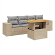 vidaXL 5 Piece Solid Acacia Wood Small Sofa Set in Beige