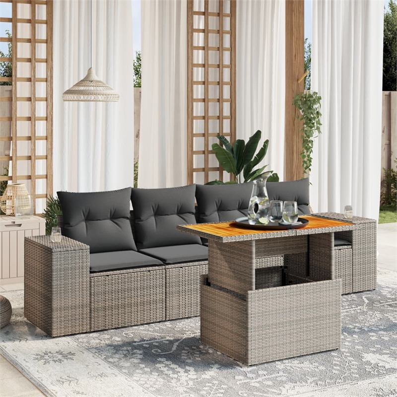 vidaXL 5 Piece Steel Large Sofa Set in Gray