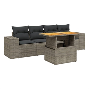 vidaXL 5 Piece Steel Large Sofa Set in Gray