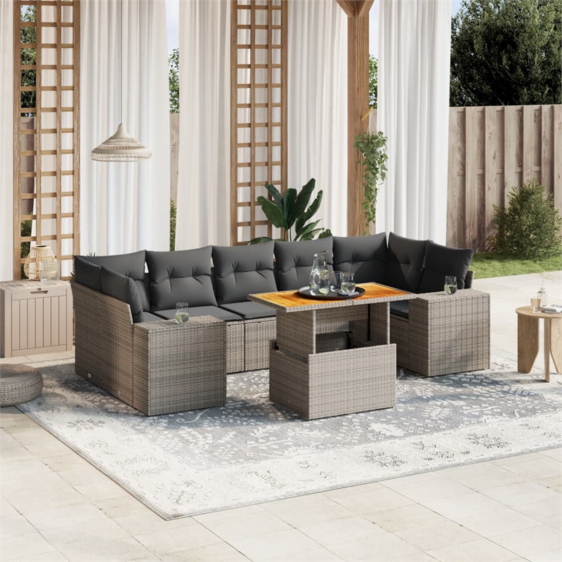 vidaXL 8 Piece Steel Sofa Set in Gray
