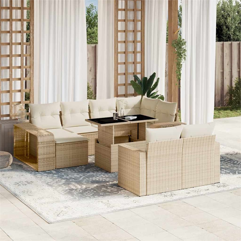 vidaXL 11 Piece Steel Sofa Set in White/Cream/Beige