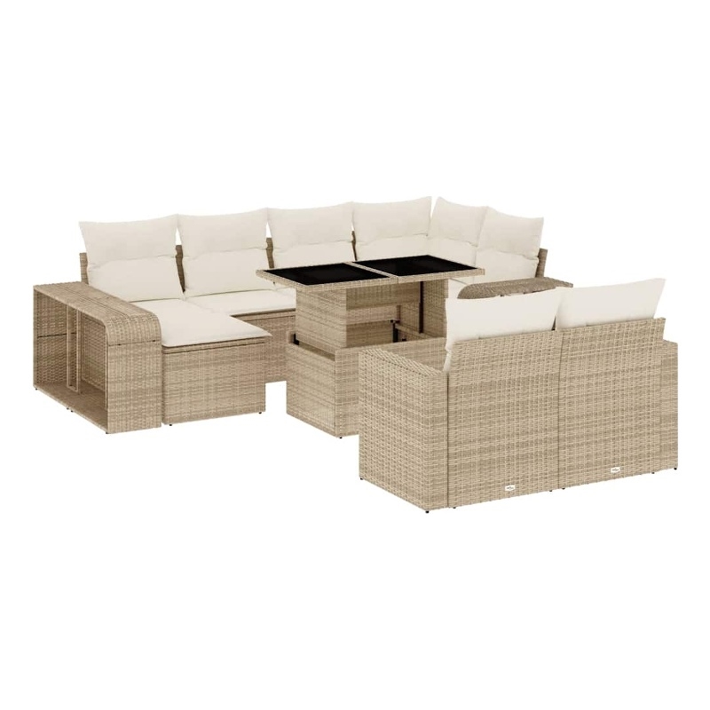 vidaXL 11 Piece Steel Sofa Set in White/Cream/Beige
