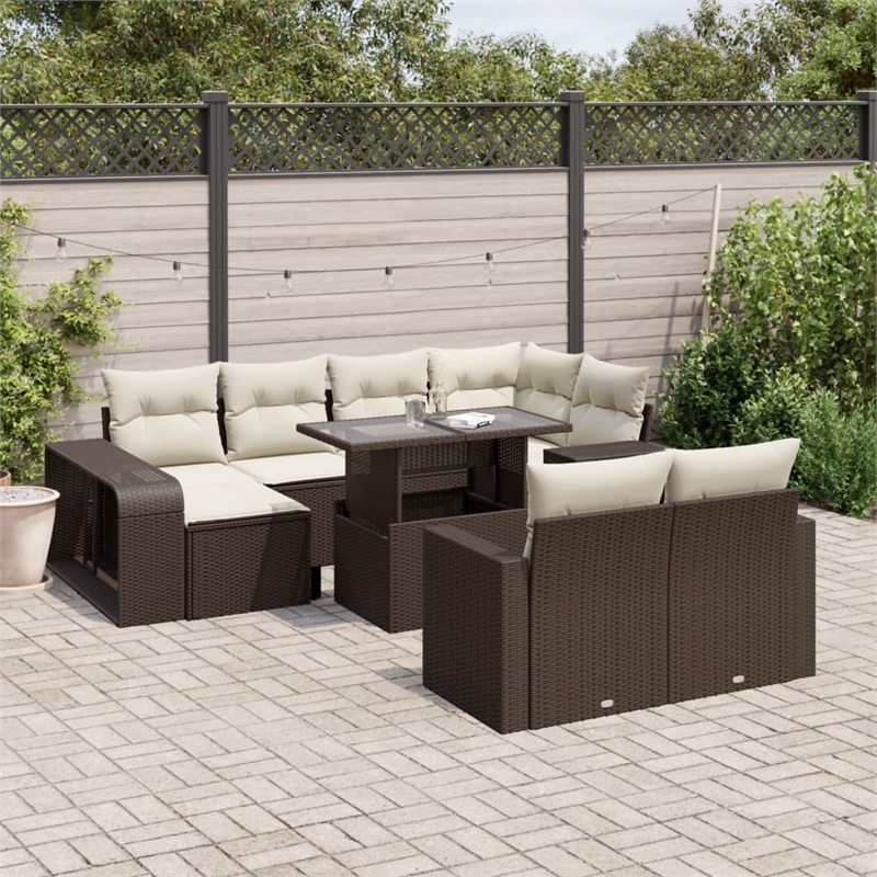 vidaXL 11 Piece Poly Rattan Sofa Set in Brown