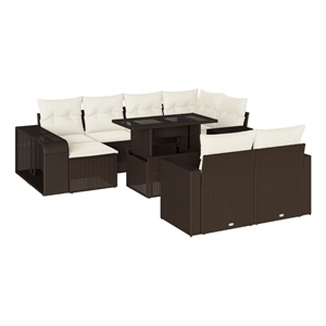 vidaXL 11 Piece Poly Rattan Sofa Set in Brown