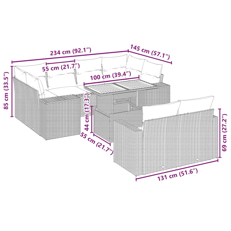 vidaXL 11 Piece Sofa Set in Beige