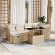 vidaXL 7 Piece Poly Rattan Sofa Set in Beige