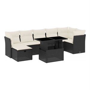 vidaXL 8 Piece Poly Rattan Sofa Set in Black/White/Cream