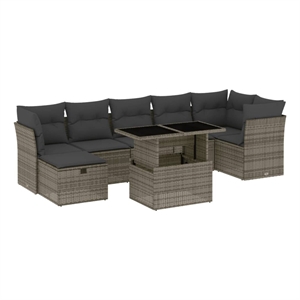 vidaXL 8 Piece Steel Large Sofa Set in Gray