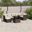 vidaXL 8 Piece Steel Sofa Set in White/Brown/Cream