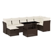 vidaXL 8 Piece Steel Sofa Set in White/Brown/Cream