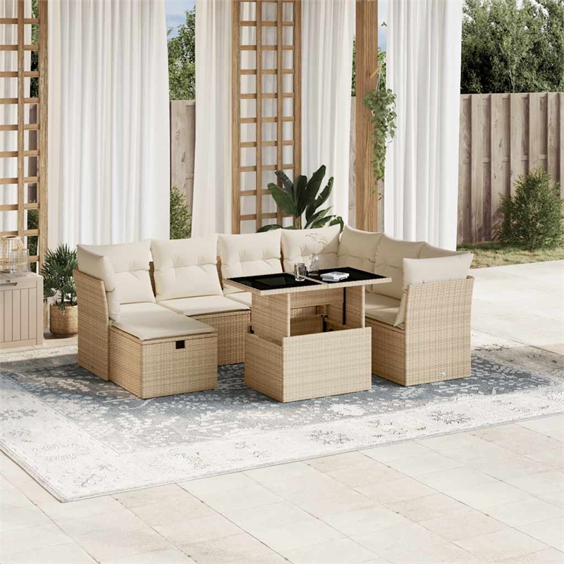 vidaXL 8 Piece Sofa Set in White/Cream/Beige