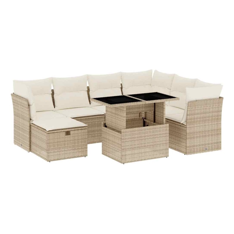 vidaXL 8 Piece Sofa Set in White/Cream/Beige