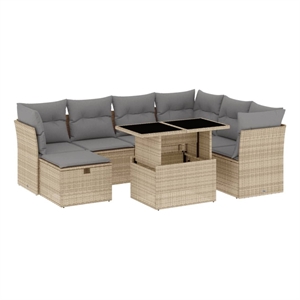 vidaXL 8 Piece Steel Large Sofa Set in Beige
