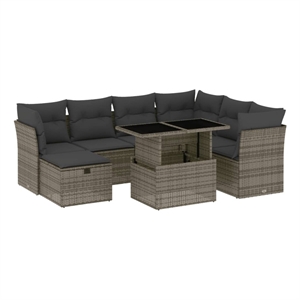 vidaXL 8 Piece Poly Rattan Small Sofa Set in Gray