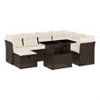 vidaXL 8 Piece Steel Sofa Set in White/Brown/Cream