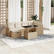 vidaXL Poly Rattan Sofa Set in White/Cream/Beige