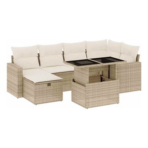 vidaXL Poly Rattan Sofa Set in White/Cream/Beige