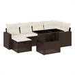 vidaXL 7 Piece Poly Rattan Sofa Set in White/Brown/Cream