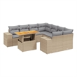 vidaXL 9 Piece Solid Acacia Wood Sofa Set in Beige