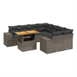vidaXL 9 Piece Solid Acacia Wood Sofa Set in Gray