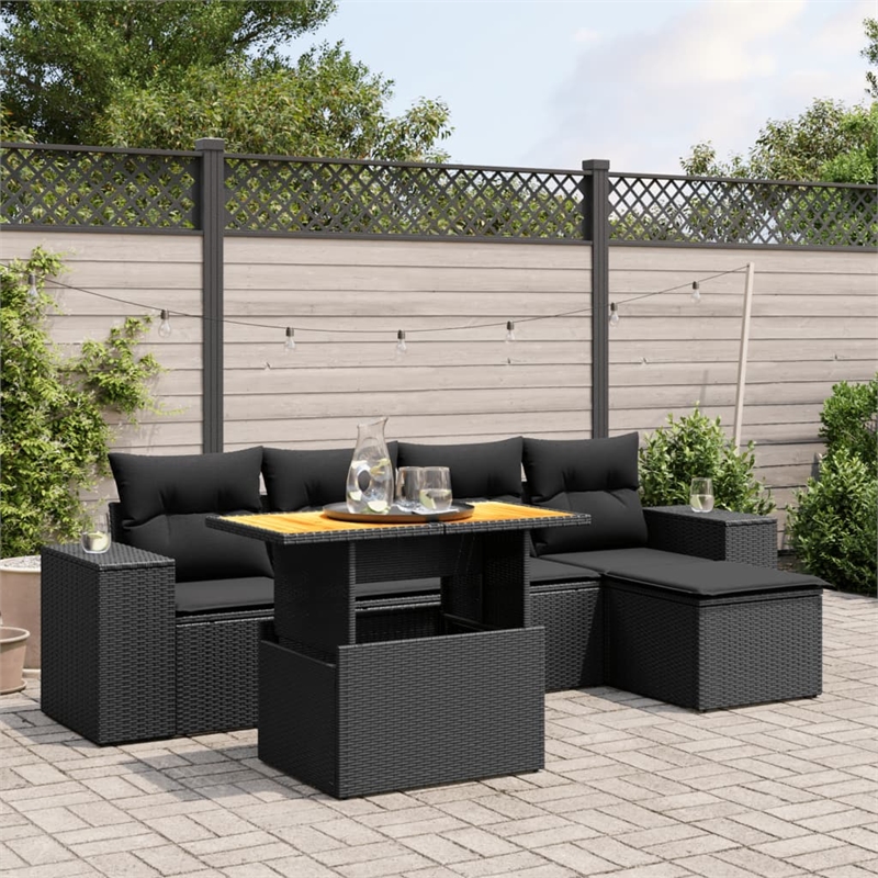 vidaXL 6 Piece Steel Sofa Set in Black