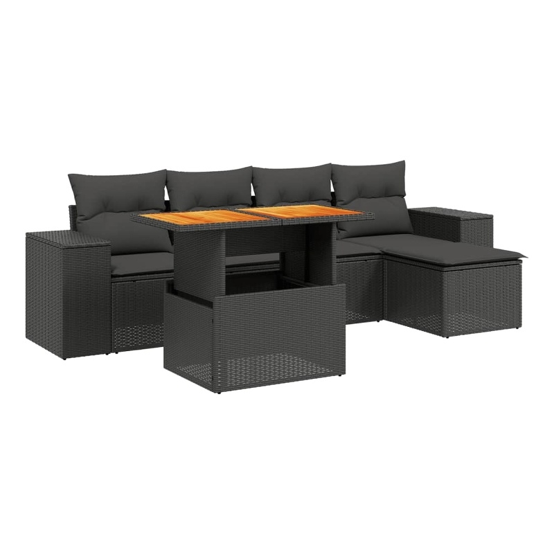 vidaXL 6 Piece Steel Sofa Set in Black