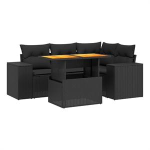 vidaXL 5 Piece Poly Rattan Sofa Set in Black