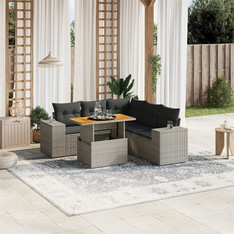 vidaXL 6 Piece Steel Sofa Set in Gray