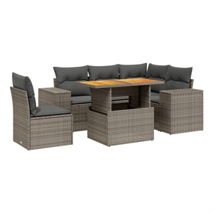vidaXL 6 Piece Poly Rattan Sofa Set in Gray