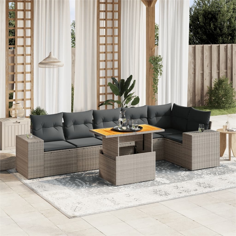 vidaXL 7 Piece Steel Sofa Set in Gray