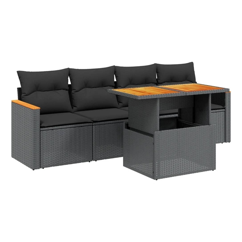 vidaXL 5 Piece Steel Small Sofa Set in Black