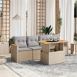 vidaXL 5 Piece Poly Rattan Sofa Set in Gray/Beige