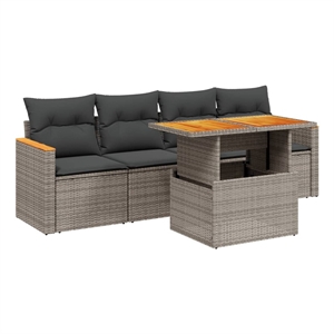 vidaXL 5 Piece Poly Rattan Sofa Set in Gray
