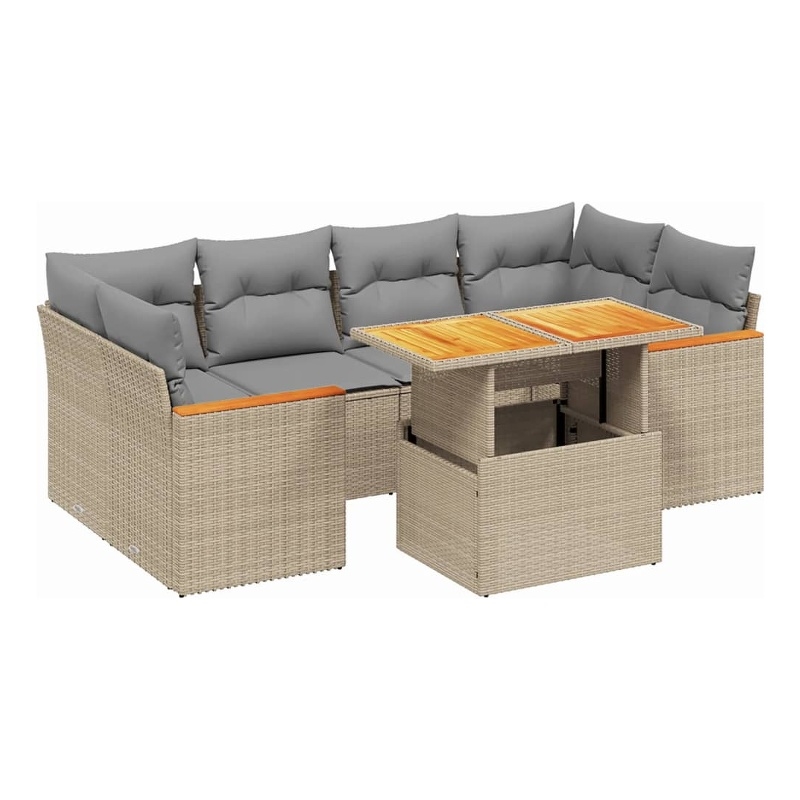 vidaXL Poly Rattan Sofa Set in Beige