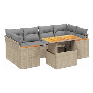 vidaXL Poly Rattan Sofa Set in Beige