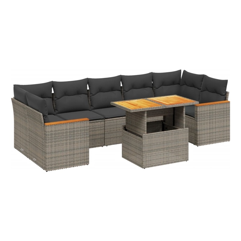 vidaXL 8 Piece Solid Acacia Wood Sofa Set in Gray
