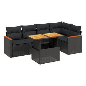 vidaXL 6 Piece Poly Rattan Sofa Set in Black