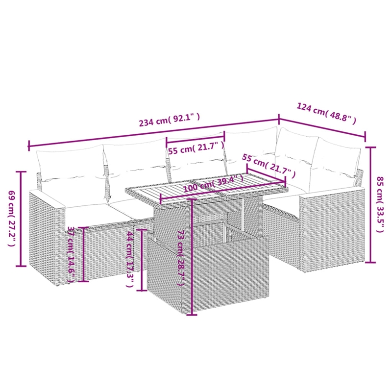 vidaXL 6 Piece Sofa Set in Gray