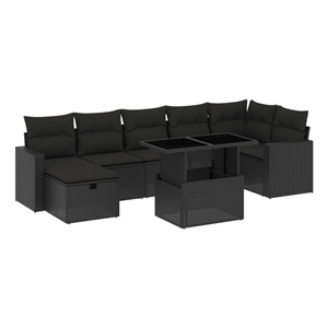 vidaXL 8 Piece Poly Rattan Sofa Set in Black