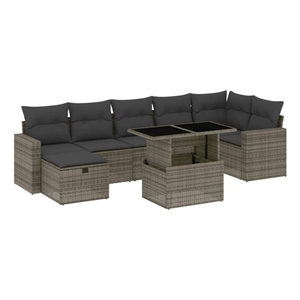 vidaXL 8 Piece Poly Rattan Sofa Set in Gray
