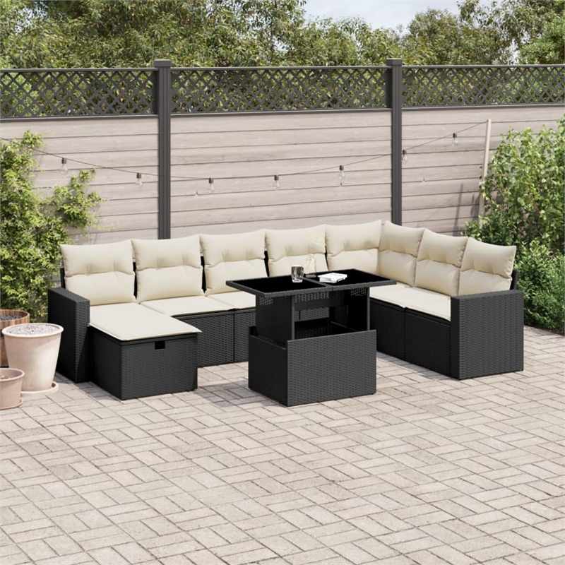 vidaXL 9 Piece Poly Rattan Patio Sofa Set
