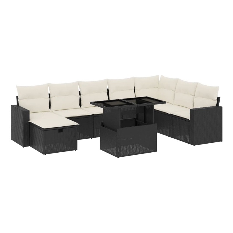 vidaXL 9 Piece Poly Rattan Patio Sofa Set