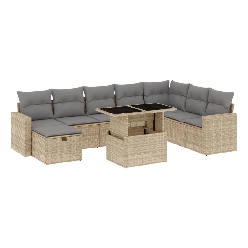 vidaXL 9 Piece Poly Rattan Patio Sofa Set