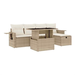 vidaXL 6 Piece Steel Sofa Set in Beige